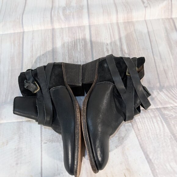 H by Hudson Horrigan Black Leather Double Buckle Ankle Booties Size 37 - Picture 13 of 15